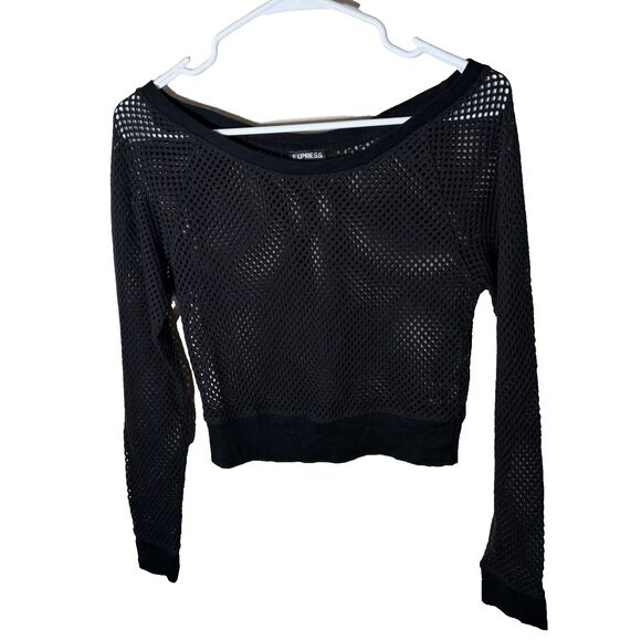Express Sweaters - Express Sweater Women's XS Black Cropped Knit Pullover Long Sleeve Solid